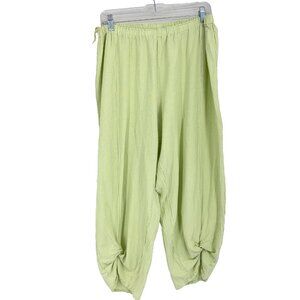 Oh My Gauze Women XL Gauze Pants Mint Green Pull On Stretch Bohemian Boho Crop